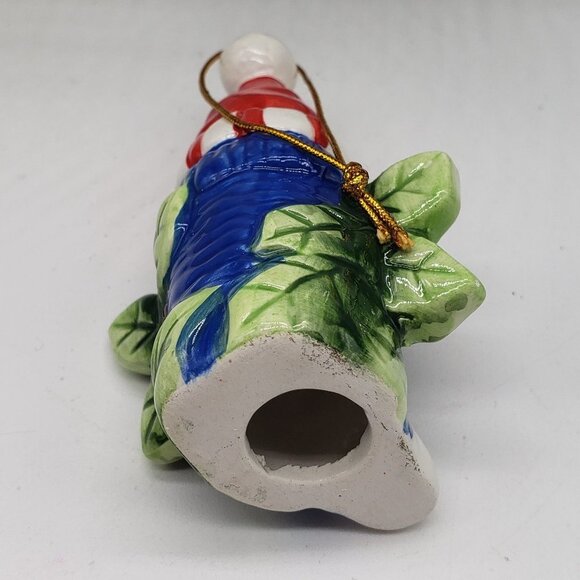 Glass Purple Bell Ceramic Blue Snowman Resin Purple Santa Mix Trio Ornament Set - Picture 6 of 11